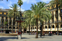 Plaza with Restaurants in Barcelona, Spain