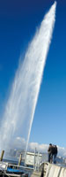 Famous Jet d'Eau fountain in Geneva, Switzerland