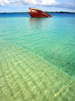 Shipwreck in Tropical Lagoon in Kolovai, Tonga