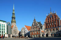 Saint Peter's Church and the House Black-Headed in Riga