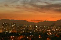 Santiago, Chile and the Andes Mountains at Sunset